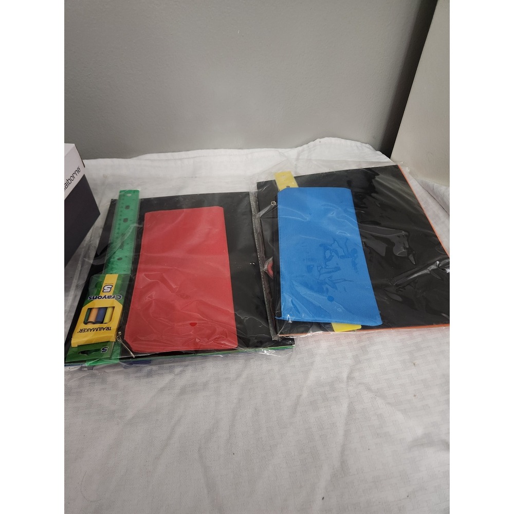 Trailmaker School Supply Kits 2 Pack Folder Pouch Ruler Crayons Sharpener New‎